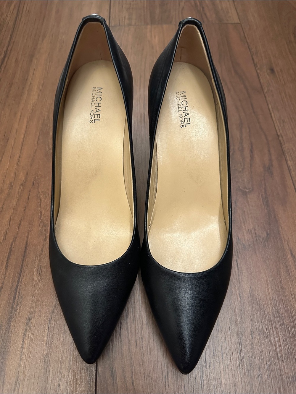 MICHAEL Michael Kors Black Leather Pointed Toe Heels